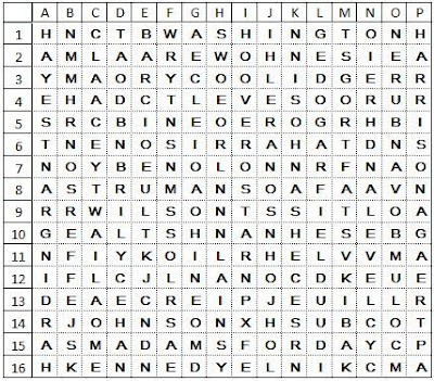 Word Search - US Presidents Quiz - By yippeeyappee